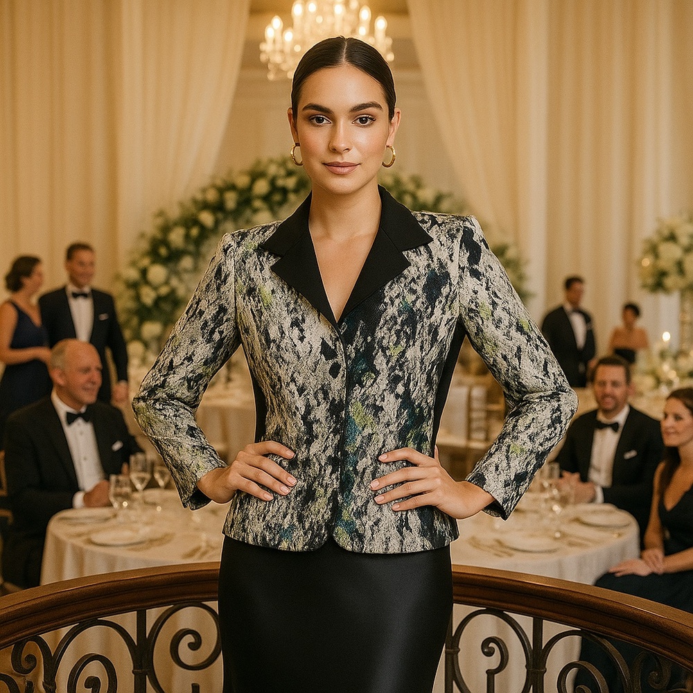 Lafayette 148 Womens Abstract Silk Blazer 8 Elegant Wedding Guest Quiet Luxury